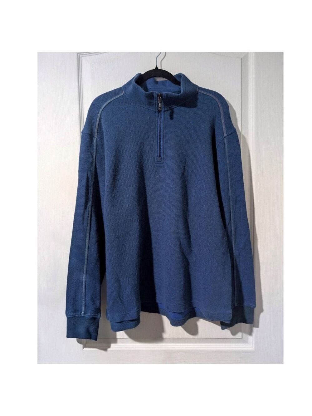 Robert Graham | Griffin Blue Waffle Knit 1/4 Zip Pullover Sweatshirt